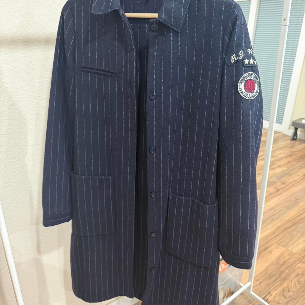 Zara Women's Navy and Blue Coat XS